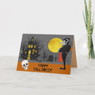 Vampire Haunted House Halloween Karte