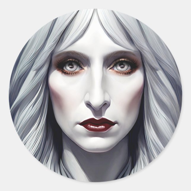 Vampire Hexe Woman Fantasy Dark Art Runder Aufkleber (Vorderseite)