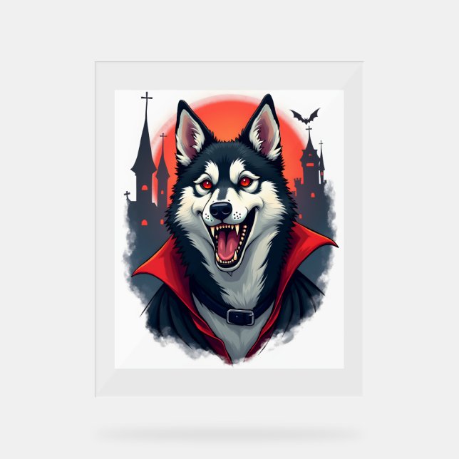 Vampire Husky Bite Acrylschild (Vorderseite)
