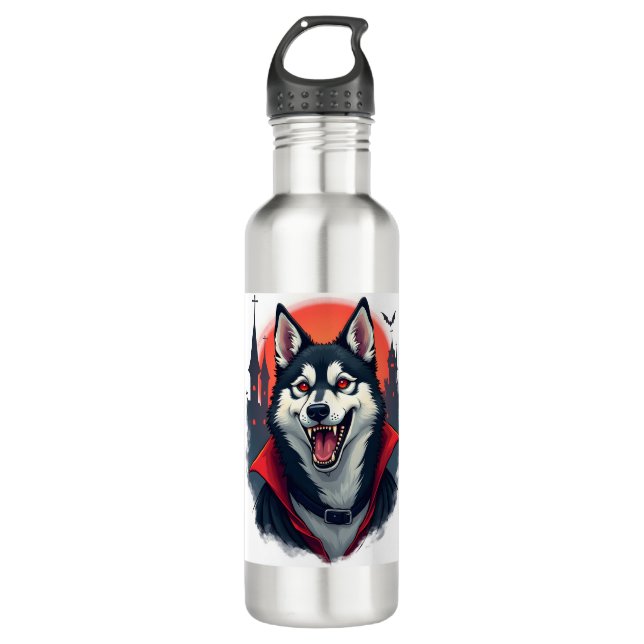 Vampire Husky Bite Edelstahlflasche (Vorderseite)