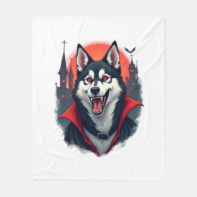 Vampire Husky Bite Fleecedecke (Vorderseite)