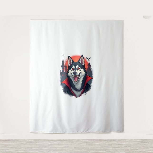 Vampire Husky Bite Wandteppich (Vorderseite)