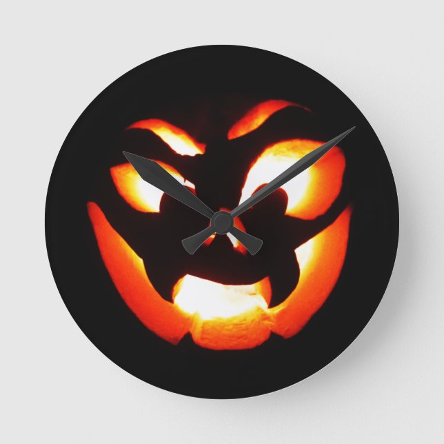 Vampire Jack-O-Lantern Runde Wanduhr (Vorderseite)