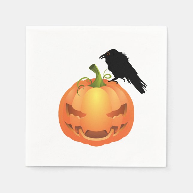 Vampire Jack o'lantern mit Raven Serviette (Vorderseite)