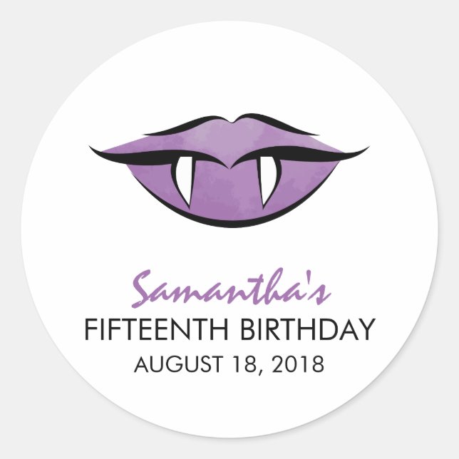 Vampire Lèvres Goth Sticker Anniversaire (Devant)