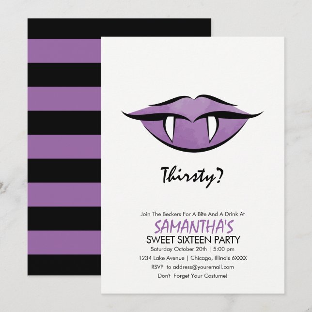 Vampire Lèvres Goth Sweet sixteen carte d'invitati (Devant / Derrière)