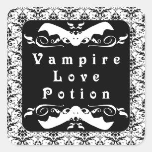 Vampire-Liebe-Trank-(schwarze) Halloween-Aufkleber Quadratischer Aufkleber