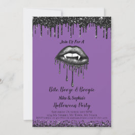 Vampire Lila Glitzer Lippen Erwachsene Halloween-P Einladung