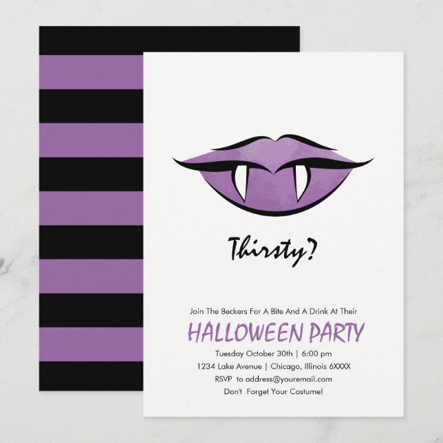 Vampire Lips Halloween-Party Einladungskarte (Vorne/Hinten)