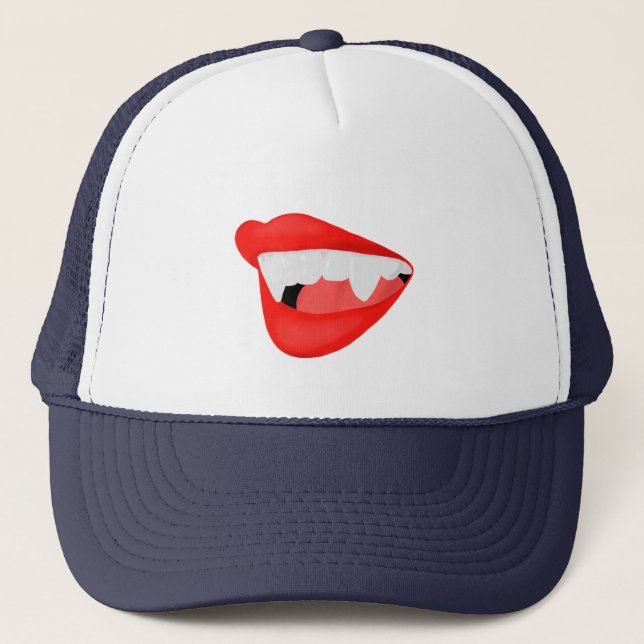 Vampire Lips Thirsty for Neck Truckerkappe (Vorderseite)