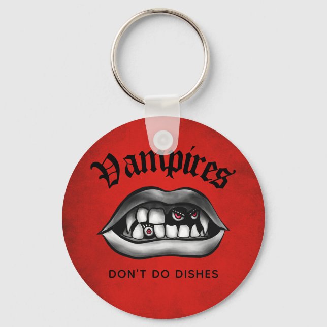 Vampire machen keine Geschirr lustige Fangs Schlüsselanhänger (Vorderseite)