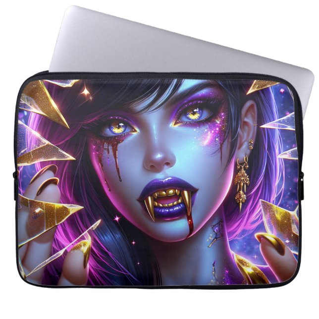 Vampire mit Gold Fangs Ai Art Laptopschutzhülle (Vorderseite)