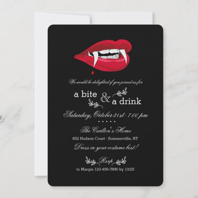 Vampire Mouth Halloween-Party Einladung (Vorderseite)