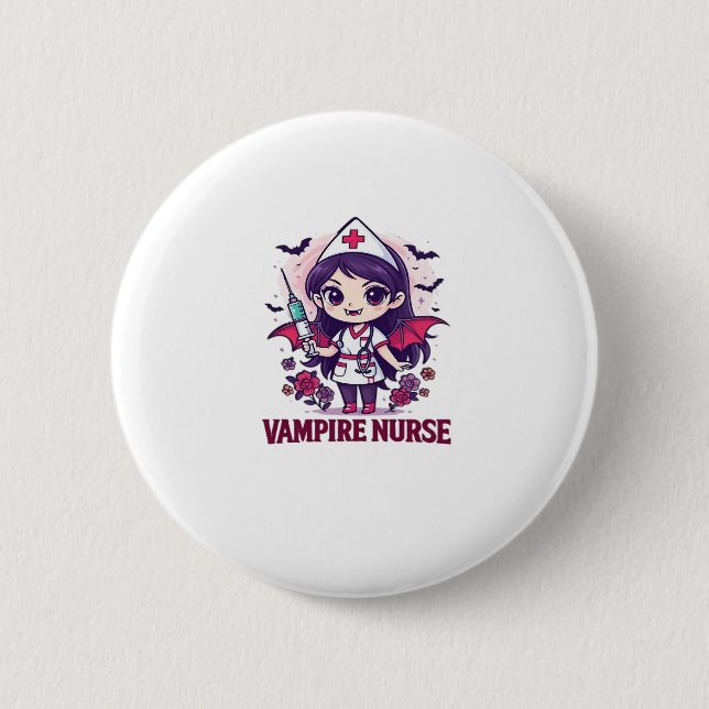 Vampire Nurse Shirt � Funny Halloween Medical Work Button (Vorderseite)