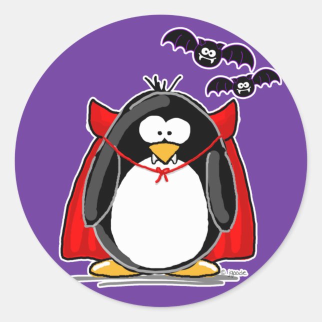 Vampire Penguin Runder Aufkleber (Vorderseite)