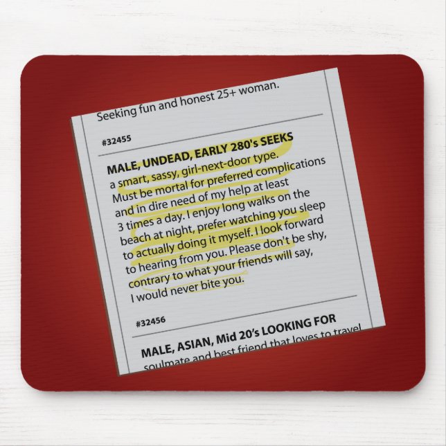 Vampire Personal Ad Mousepad (Vorne)