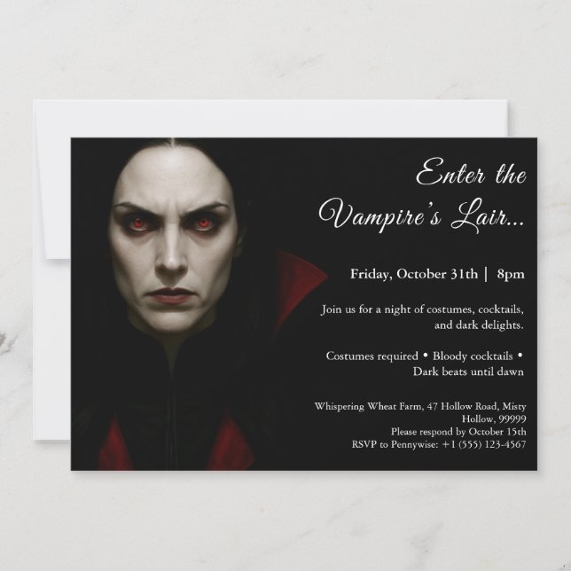 Vampire Queen - Halloween Party Einladung (Vorderseite)