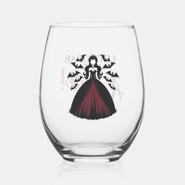 Vampire Queen Halloween Weinglas Ohne Stiel (Rückseite)