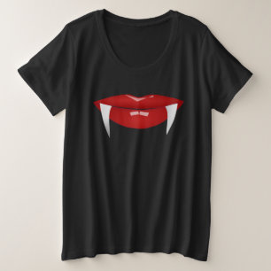 VAMPIRE RED LIPS LADIES HALLOWEEN PLUS GRÖSSE GROßE GRÖßE T-Shirt