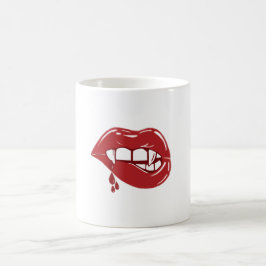 Vampire Red Lips Tropfen Blut fällt Kaffeetasse