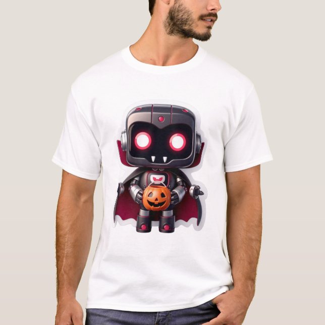 Vampire Robot Halloween Niedlicher Creepy Tech Sty T-Shirt (Vorderseite)