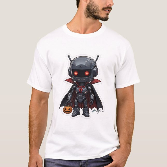 Vampire Robot Halloween T - Shirt Niedliche Sci-Fi (Vorderseite)