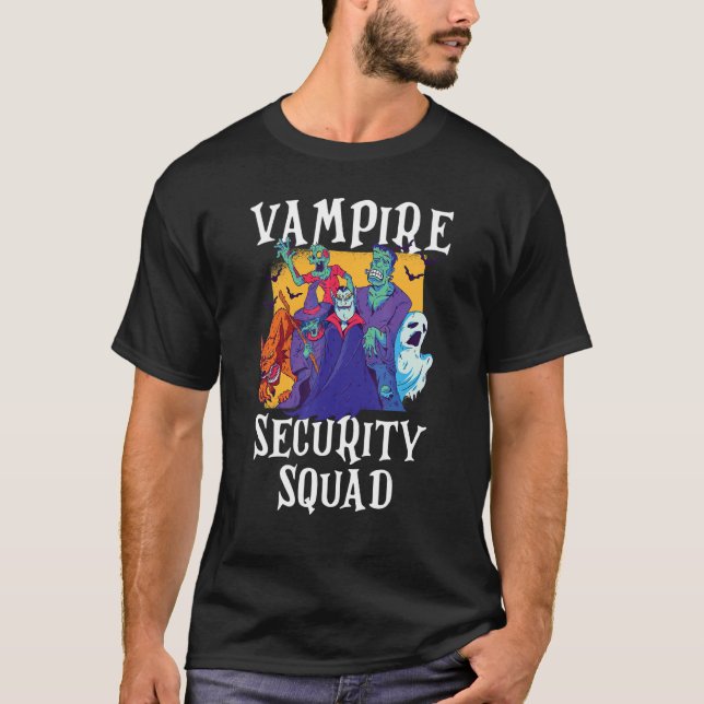Vampire Security Squad Easy Halloween-Kostüm T-Shirt (Vorderseite)