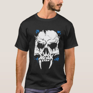 Vampire Skull Illustration Moderne Schwarze Kunst T-Shirt