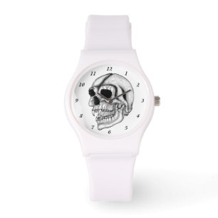 Vampire Skull Schwarzweiß-Design Armbanduhr