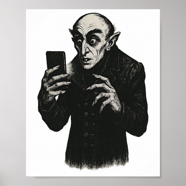Vampire Smartphone Nosferatu Selfie Count Orlok Ha Poster (Vorne)