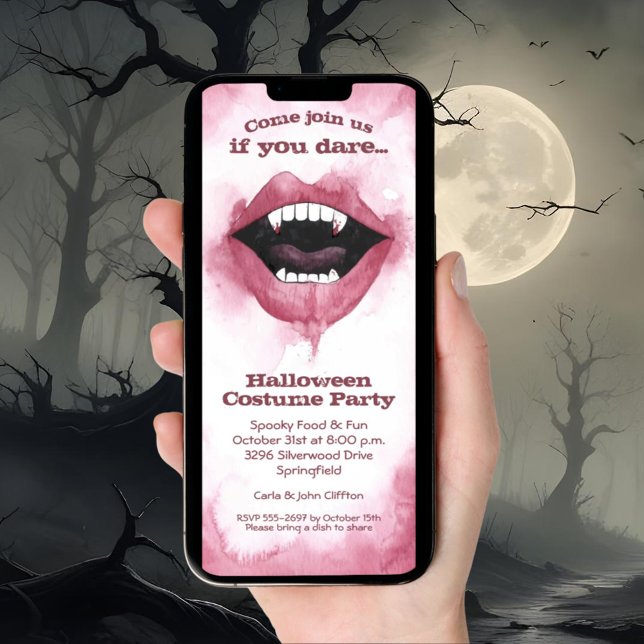 Vampire Smile Halloween Einladung (Vampire Smile Halloween Invitation - INSTANT DOWNLOAD and/or printed)