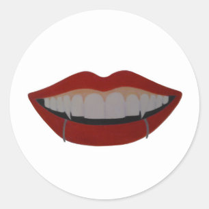 Vampire teeth runder aufkleber