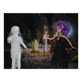 Vampire und Mummy auf der Jagd. Halloween Poster