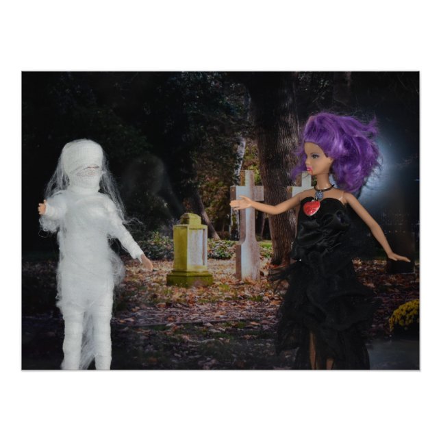 Vampire und Mummy auf der Jagd. Halloween Poster (Vorderseite)