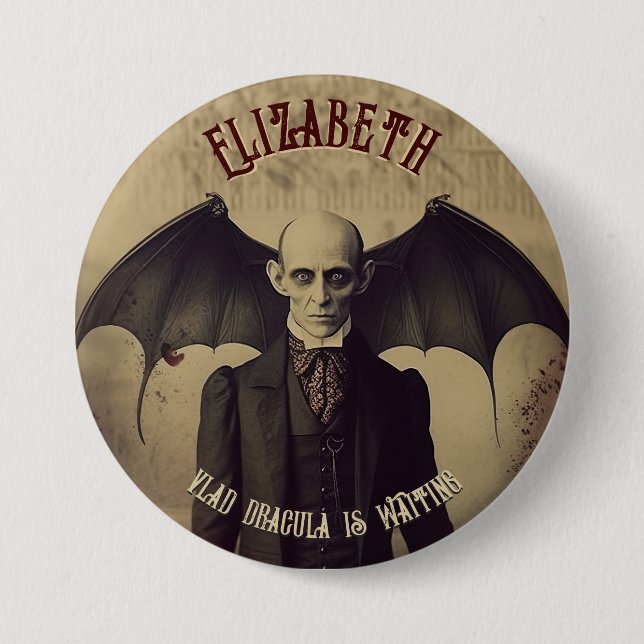 Vampire Vintag Dracula Halloween Button (Vorderseite)