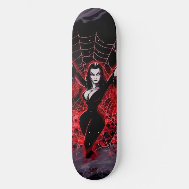 Vampire Woman Spider web gothic Skateboard (Vorderseite)