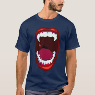 Vampire-Zahn-Horror-Show-Dämon-Reißzahn-rotes Li T-Shirt