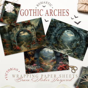 Vampirecore Draculas Schloss Halloween   Gothic Geschenkpapier Set