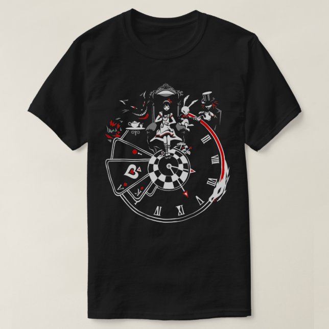 VampireFreaks Alice im Wunderland Clock Premium T-Shirt (Design vorne)