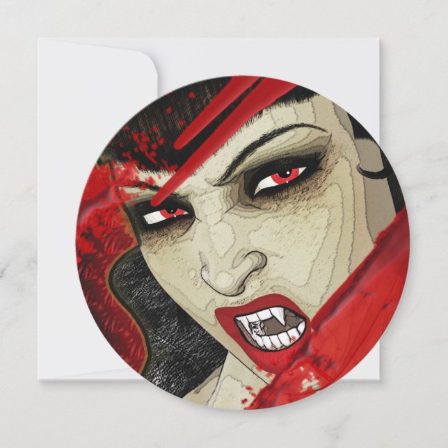 Vampiregesichtshalloween-Geburtstags-Party Einladung (Vorderseite)