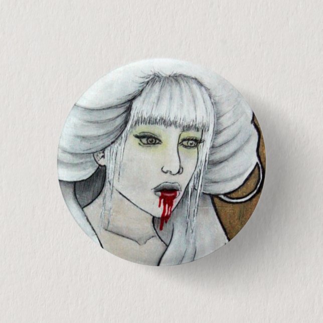 Vampiremädchen - Hematemesis - dunkle Horrorkunst Button (Vorderseite)