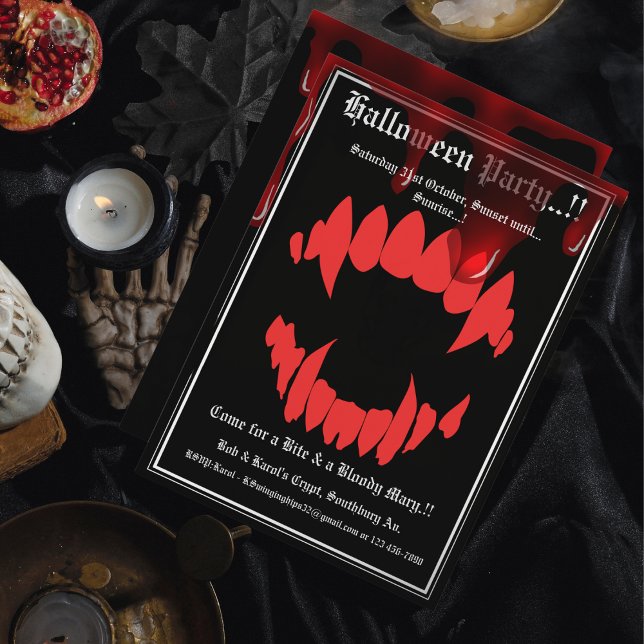 Vampires Bite Halloween-Party Einladung (Vampires Bite Halloween Party Invitation)