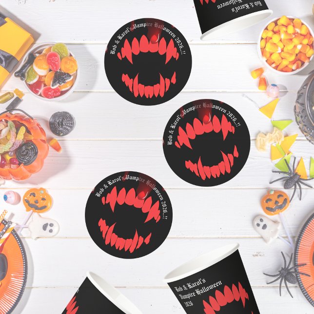 Vampires Bite Halloween-Party Runder Pappuntersetzer (Vampires Bite Halloween Party Round Paper Coaster)