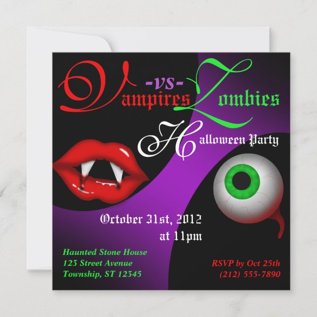 Vampires contre Zombies Invitations de la fête d'H (Devant)