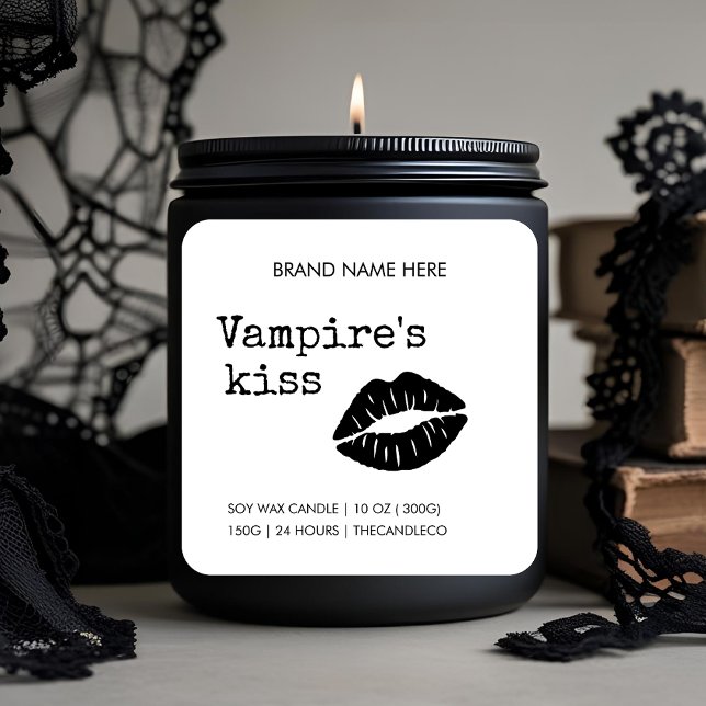 Vampire's Kiss Candle Label - Gotisches Halloween Quadratischer Aufkleber (Von Creator hochgeladen)
