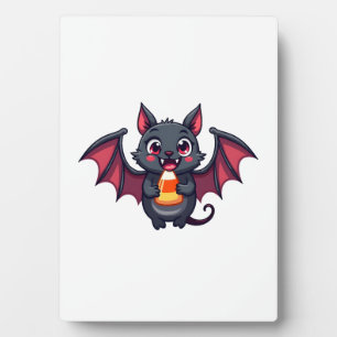 Vampirfledermaus mit Süßigkeiten � Süßes Halloween Fotoplatte