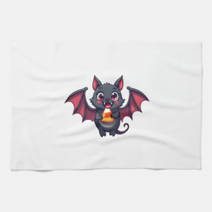 Vampirfledermaus mit Süßigkeiten � Süßes Halloween Geschirrtuch