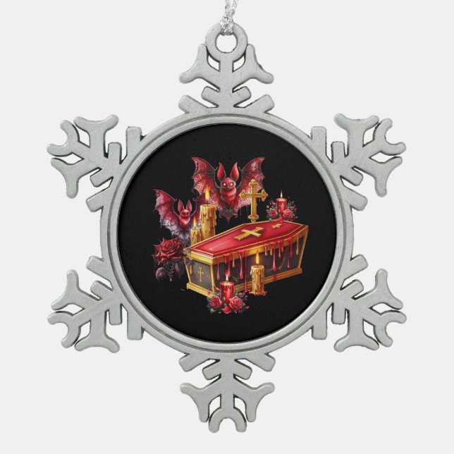 Vampirfledermäuse Schneeflocken Zinn-Ornament (Vorderseite)