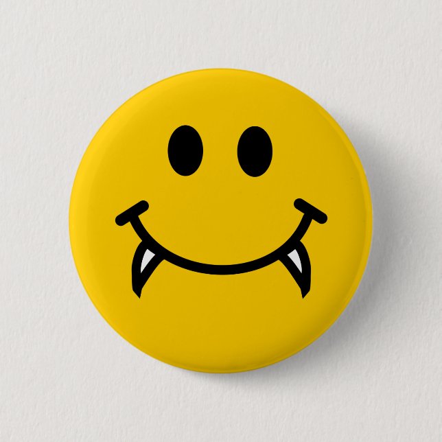 Vampirgesicht mit Fangzähnen Button (Vorderseite)