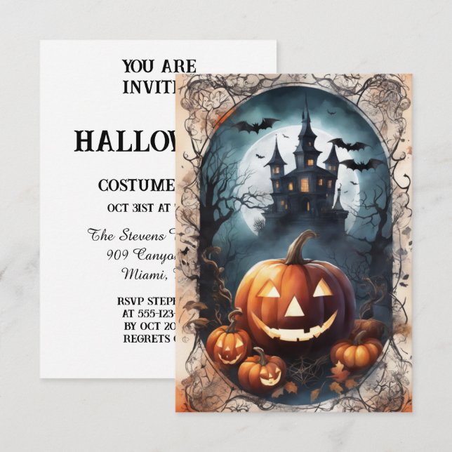 Vampiric Vogue entwirft dein dunkles Halloween-Ein Einladung (Vorne/Hinten)